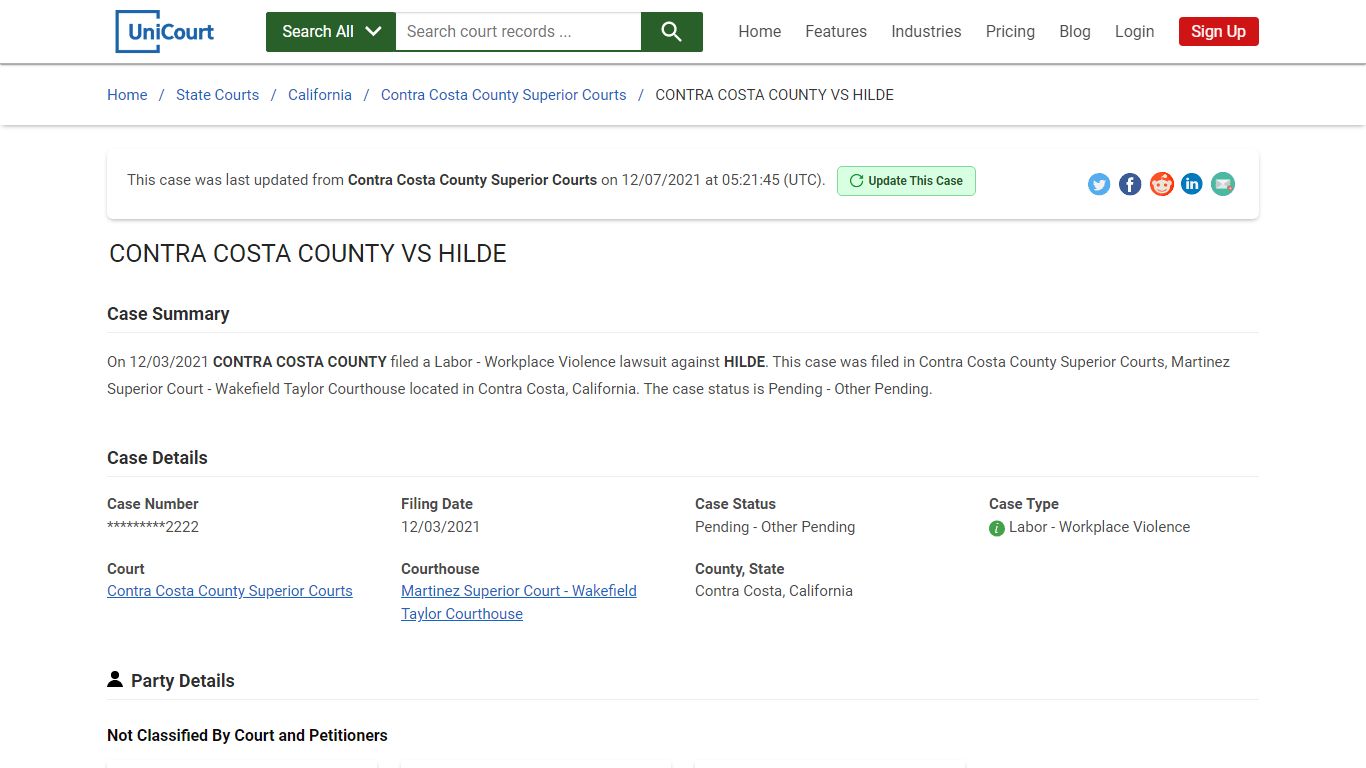 CONTRA COSTA COUNTY VS HILDE | Court Records - UniCourt